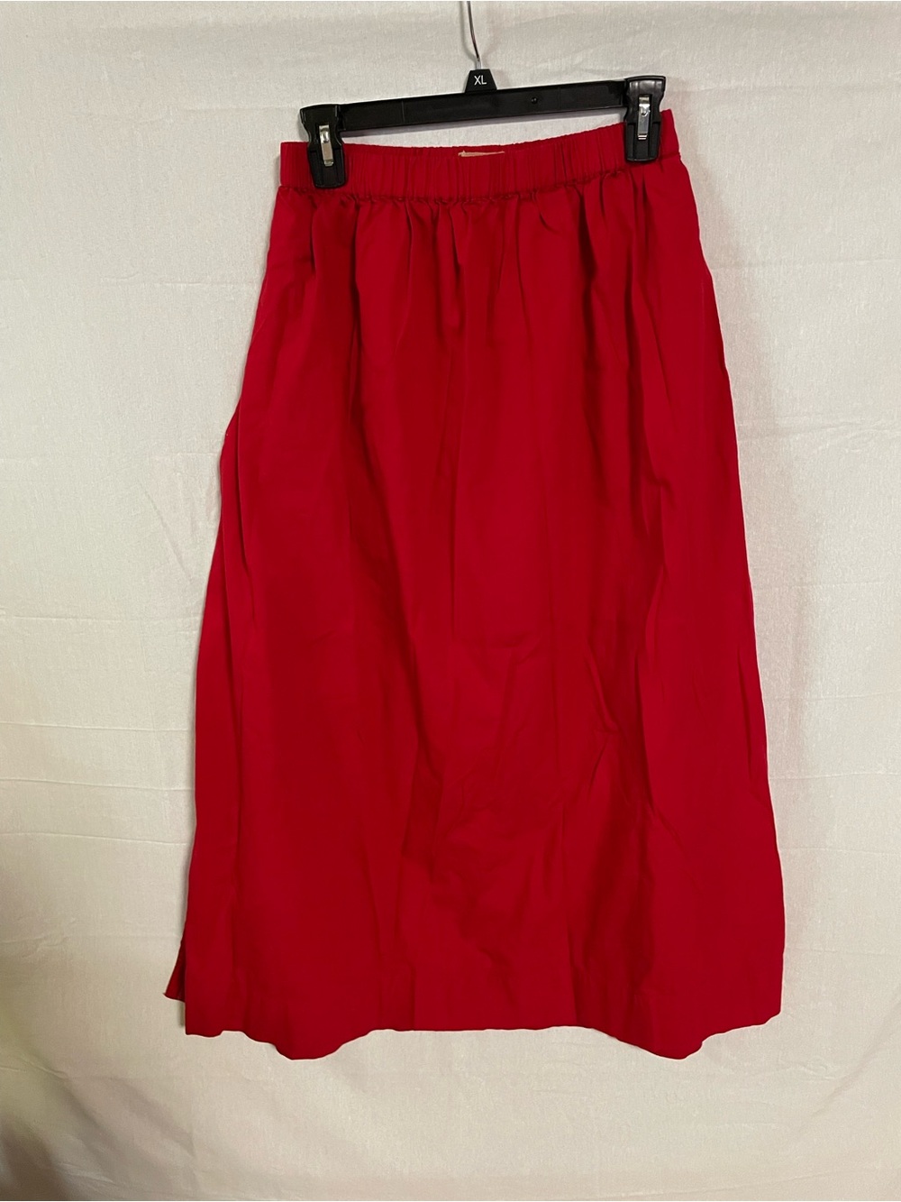 Free-est Free People Classic Tomato Red Elastic-Waist Midi Skirt high slits